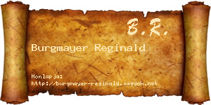Burgmayer Reginald névjegykártya